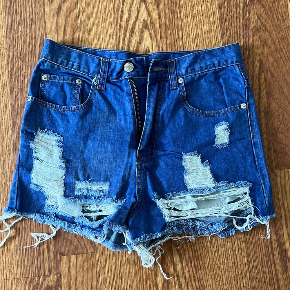 Signature Denim High Rise Blue Jean Shorts